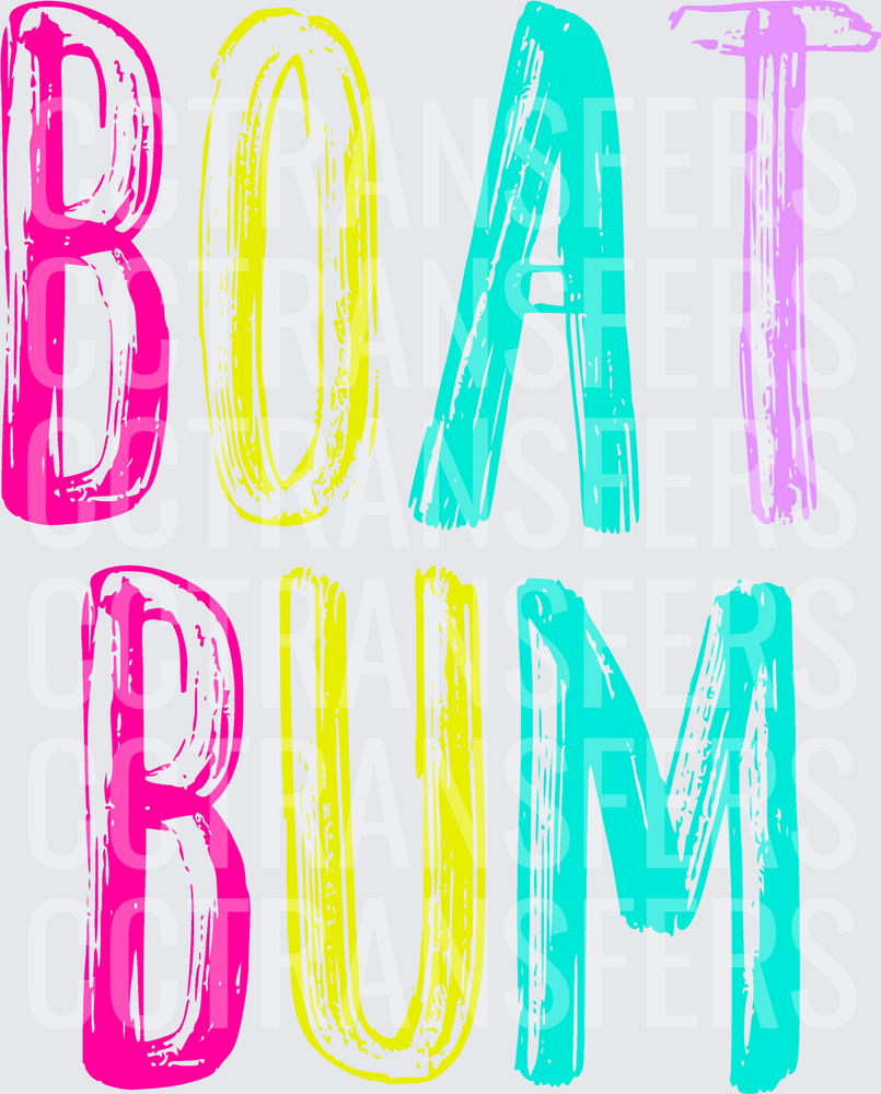 Colorful Brush Stroke Boat Bum Bold Letter Design (DTF)