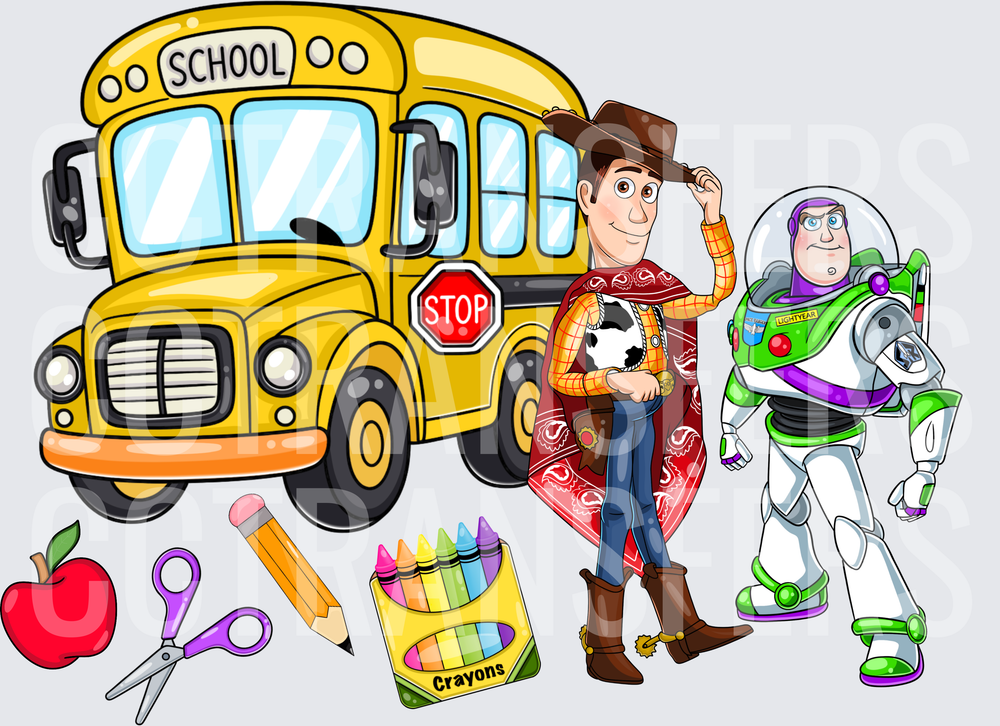 Cowboy and Space Ranger Back to School Bus (DTF)