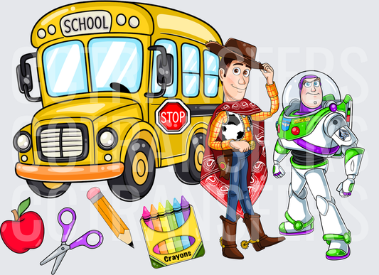 Cowboy and Space Ranger Back to School Bus (DTF)