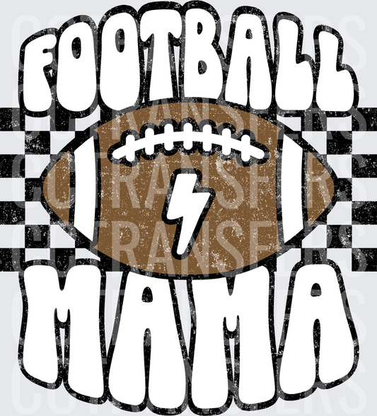 Football Mama Retro Checkered Lightning Bolt (DTF)