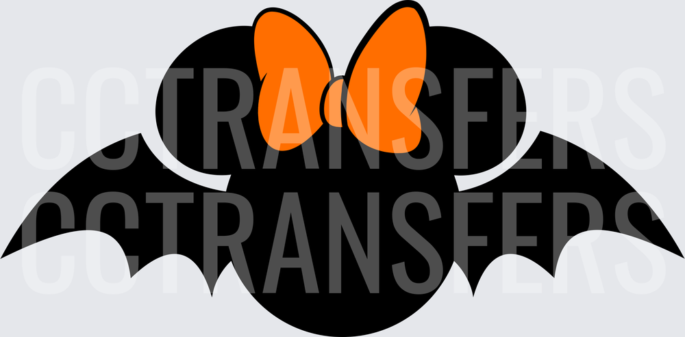 Halloween Bat Silhouette with Orange Bow (DTF)