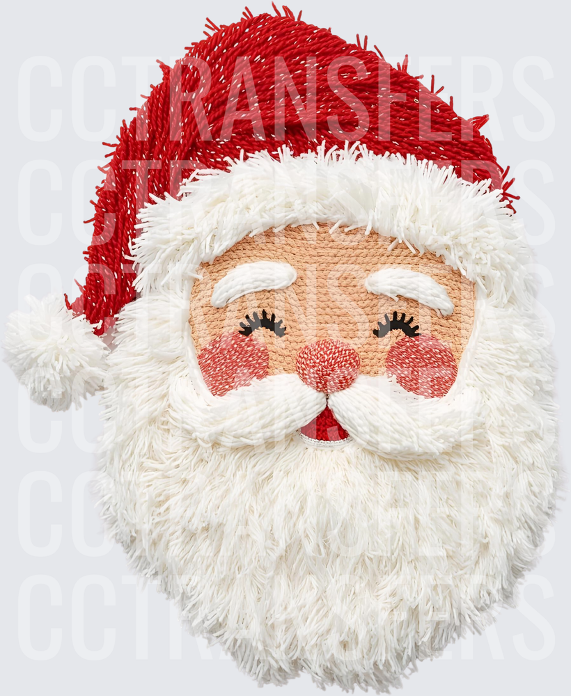 Fluffy Yarn Textured Santa Claus Face Holiday (DTF)