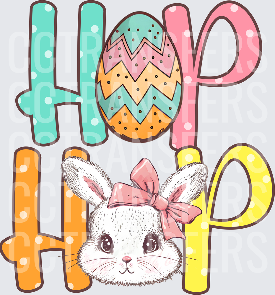 Hop Hop Easter Bunny Girl with Decorated Egg (DTF)