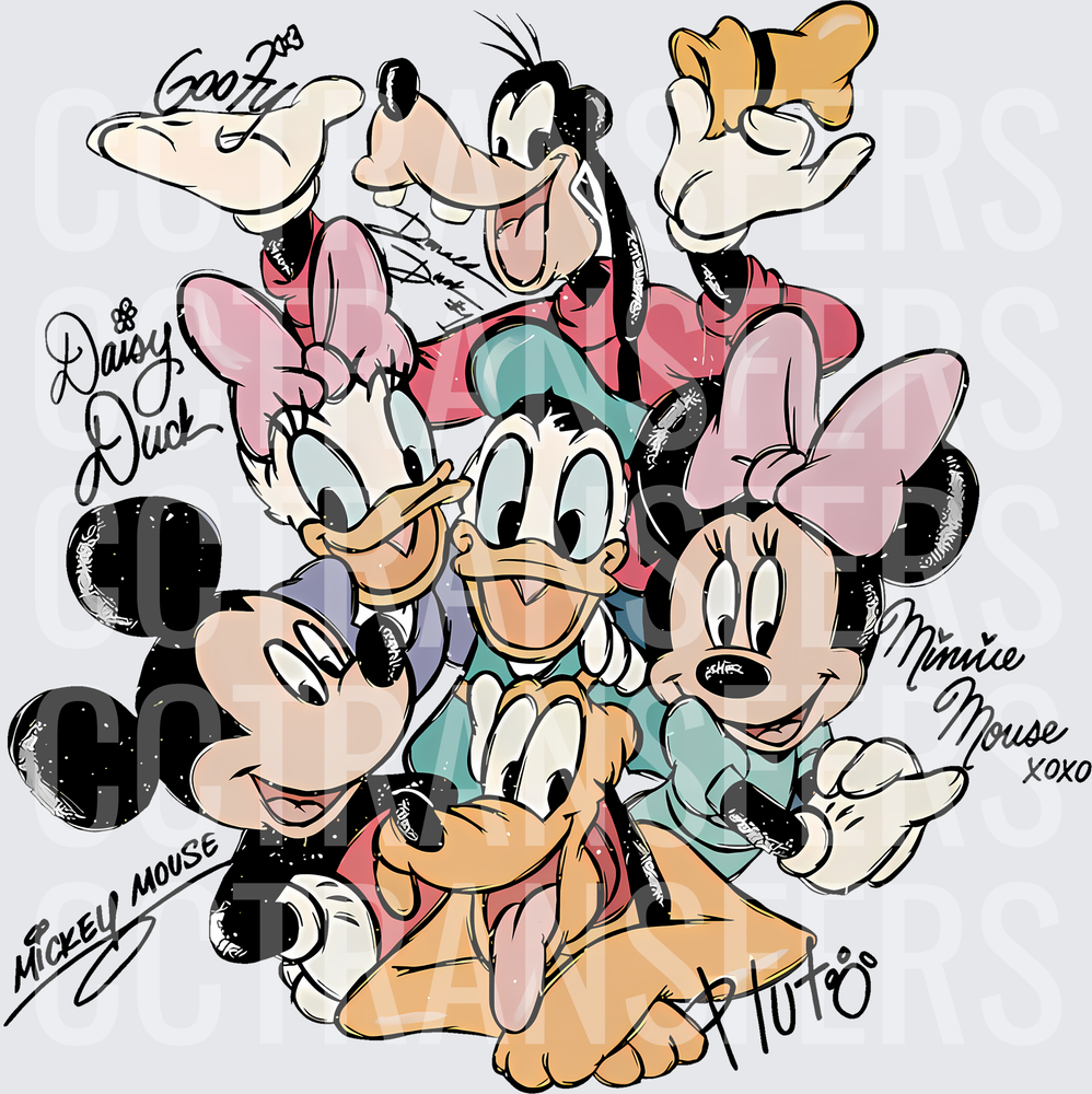 Classic Cartoon Friends Group Signed Portrait (DTF)
