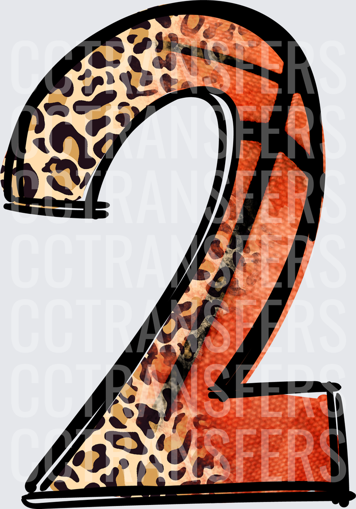 Number 2 Basketball and Leopard Print Mixed Pattern (DTF)