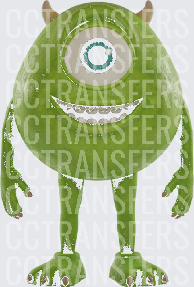 Green One-Eyed Monster with Braces Big Smile (DTF)