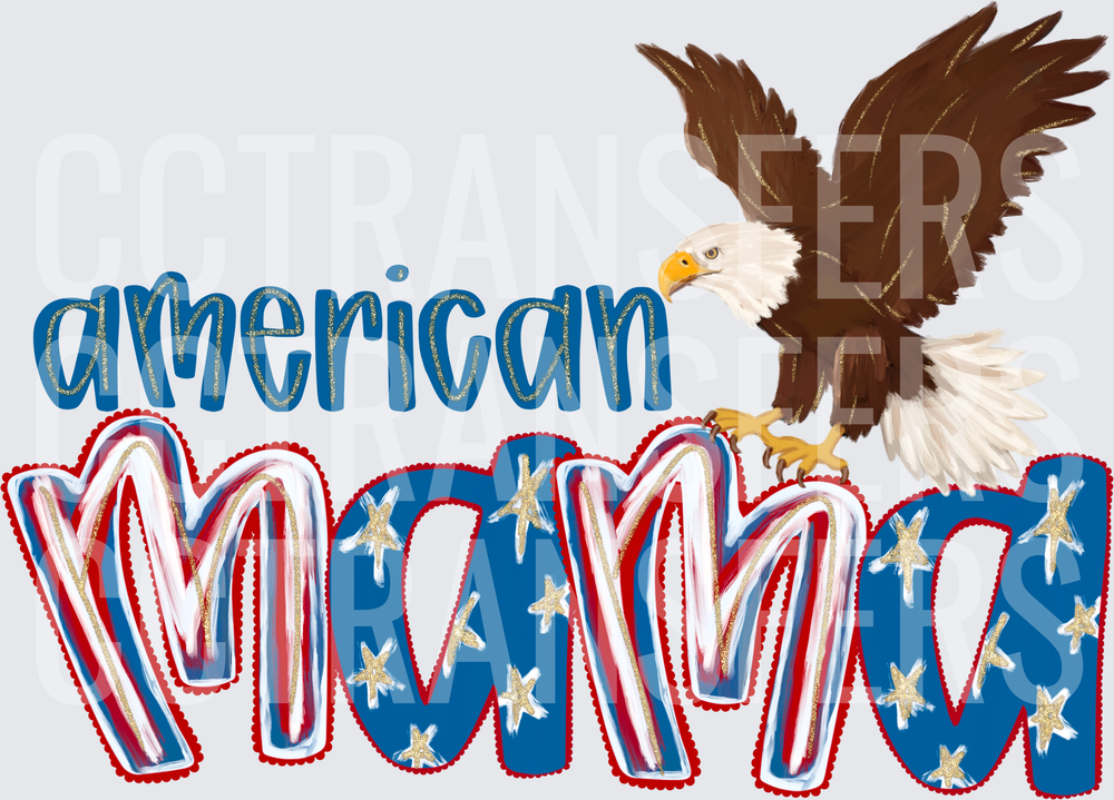 American Mama Bald Eagle Patriotic Stars Stripes (DTF)