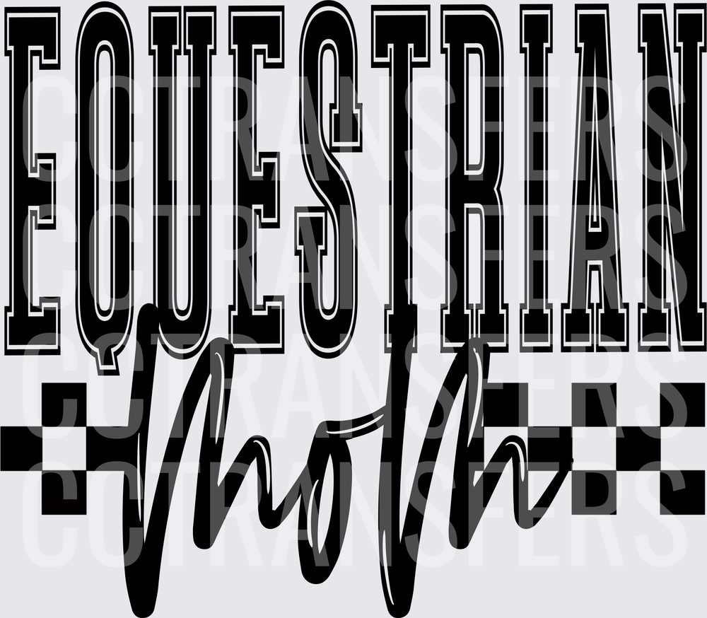 Equestrian Mom Bold Varsity Checkered Script (DTF)