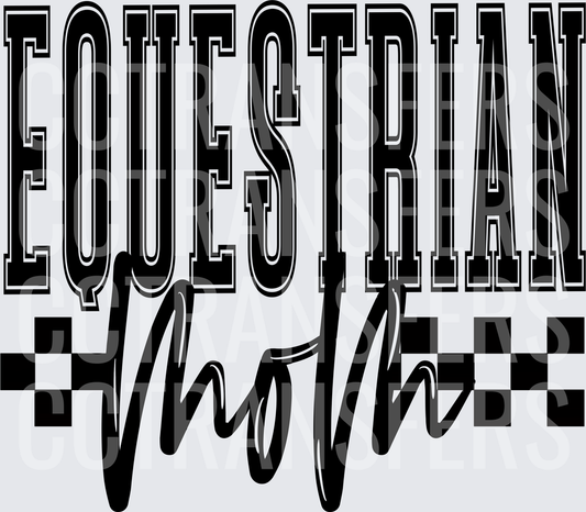 Equestrian Mom Bold Varsity Checkered Script (DTF)
