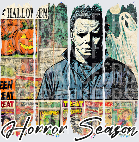 Horror Season Masked Killer Jack-o-Lantern Ghost Comic Collage (DTF)