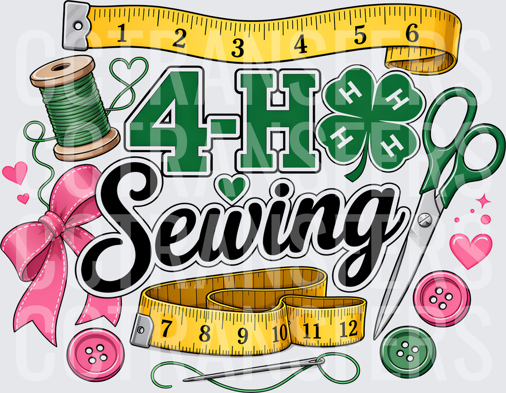 4-H Sewing Club Clover Needle Thread Scissors Design (DTF)