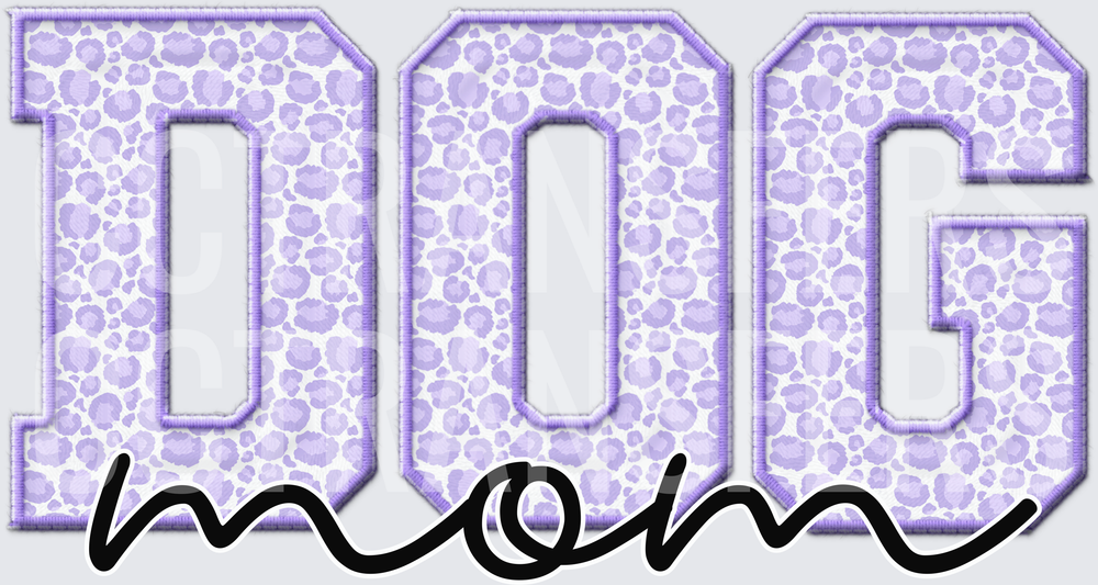 Lavender Cheetah Print Dog Mom Varsity Letter (DTF)