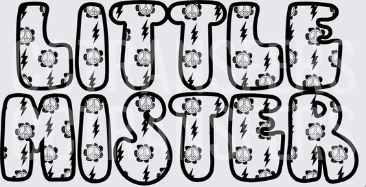 Little Mister Groovy Peace Sign Lightning Bolt Pattern (DTF)