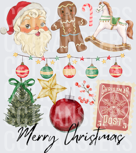 Merry Christmas Vintage Holiday Collage Bundle (DTF)