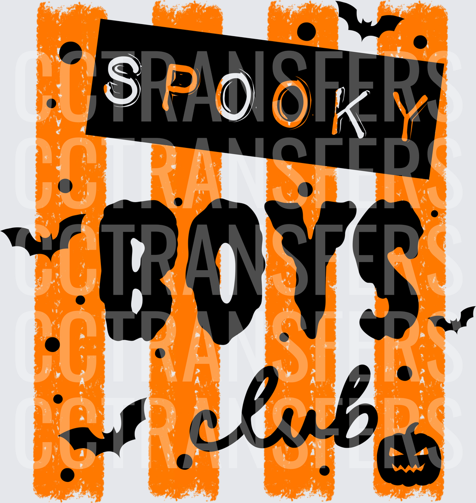 Spooky Boys Club Halloween Bats Pumpkin Stripes (DTF)