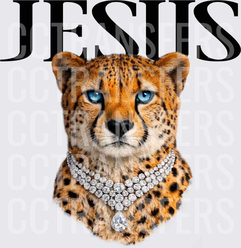 JESUS Blue-Eyed Cheetah with Diamond Necklace (DTF)