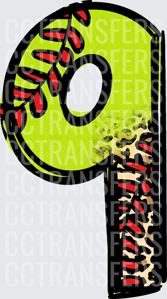 Softball Texture Letter P with Red Stitching (DTF)