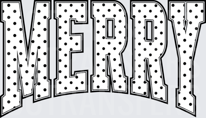Merry Polka Dot Bold Varsity Arch Letters (DTF)