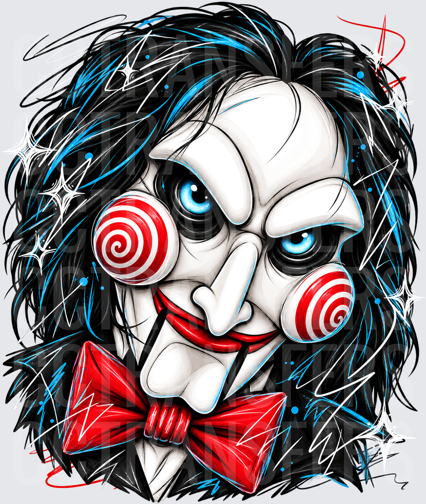 Creepy Ventriloquist Puppet Red Bow Tie Horror Clown (DTF)