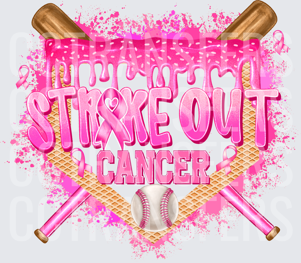 Strike Out Cancer Pink Ribbon Baseball Bats (DTF)