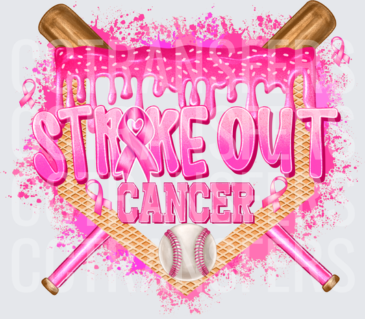 Strike Out Cancer Pink Ribbon Baseball Bats (DTF)