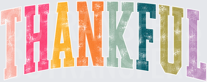 Thankful Arched Multicolor Distressed Varsity Letters (DTF)