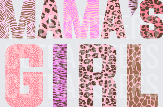 Mama's Girl Mixed Animal Print Bold Letter Design (DTF)