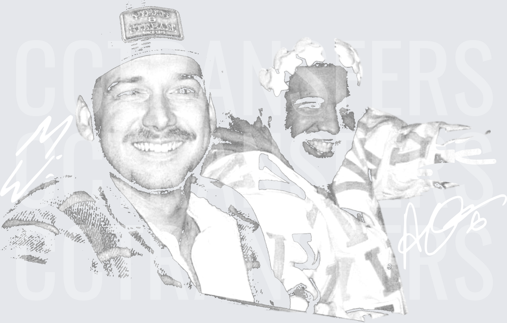 Two Men Smiling Grayscale Portrait (DTF)
