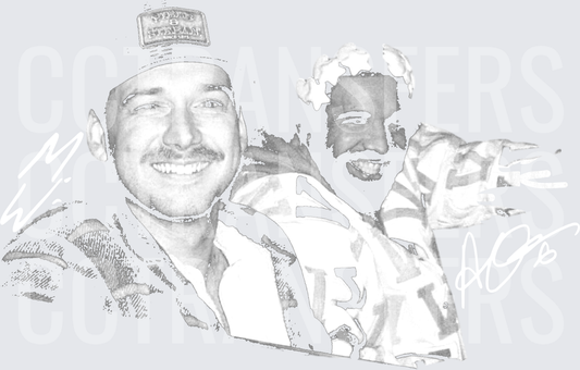 Two Men Smiling Grayscale Portrait (DTF)
