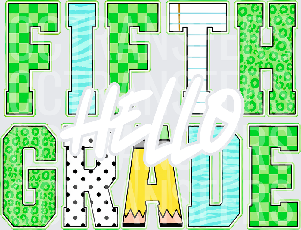 Fifth Grade Patterned Bold Letter School Design (DTF)