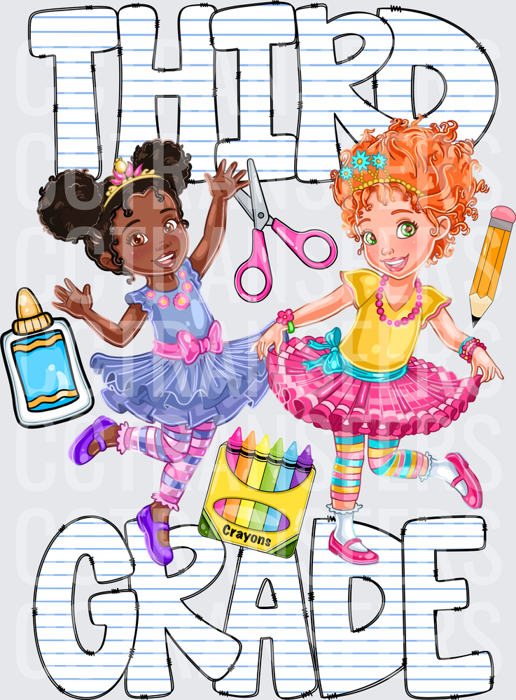 Third Grade Fancy Girls School Supplies (DTF)