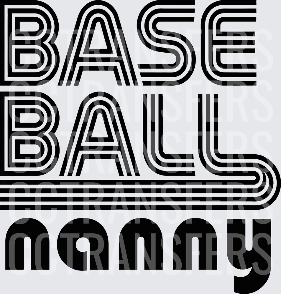 Baseball Nanny Retro Stripe Bold Typography (DTF)
