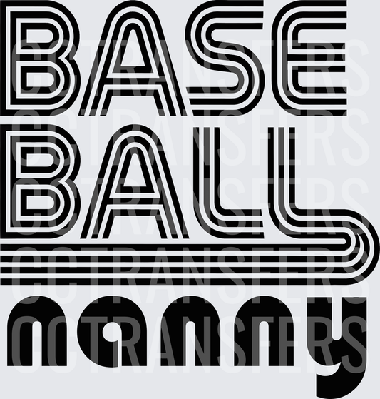 Baseball Nanny Retro Stripe Bold Typography (DTF)
