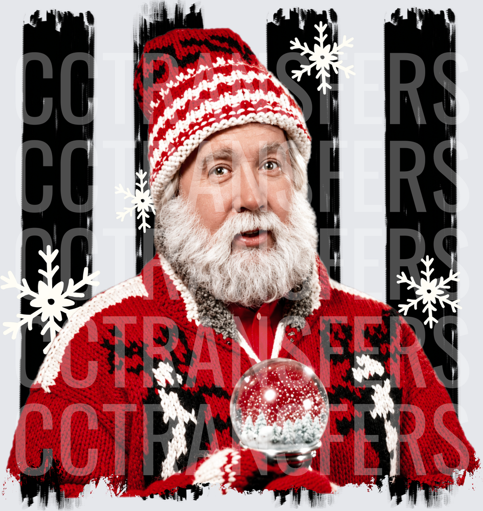 Bearded Man Holiday Sweater Snow Globe Snowflakes (DTF)