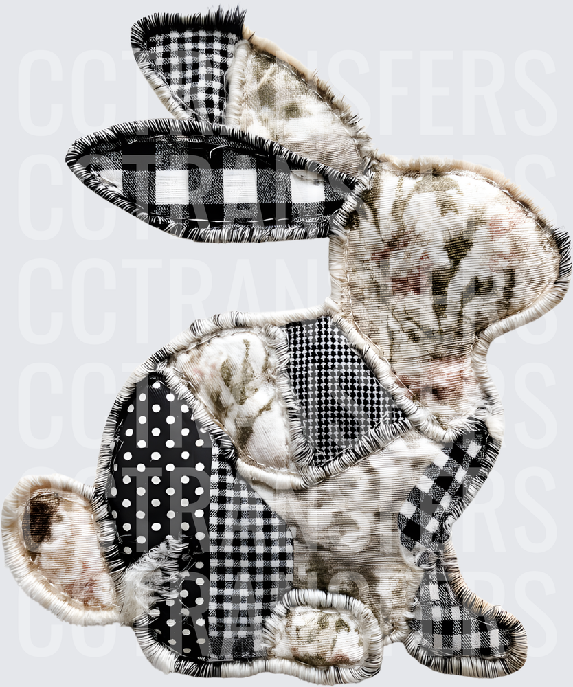 Patchwork Bunny Buffalo Plaid Polka Dot Floral Appliqué (DTF)