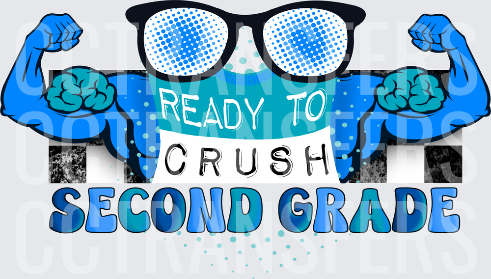 Ready To Crush Second Grade Flexing Arms Brain Design (DTF)