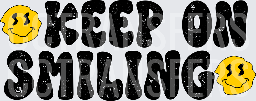 Keep On Smiling Groovy Bold Text Melting Happy Face (DTF)