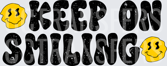 Keep On Smiling Groovy Bold Text Melting Happy Face (DTF)