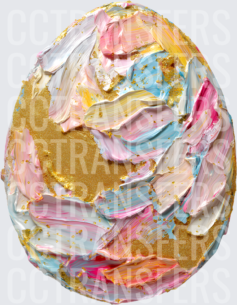 Pastel Gold Impasto Textured Easter Egg (DTF)