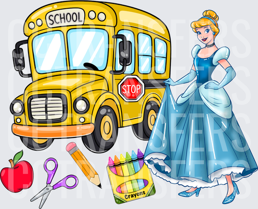 Princess Back To School Bus Supplies Set (DTF)
