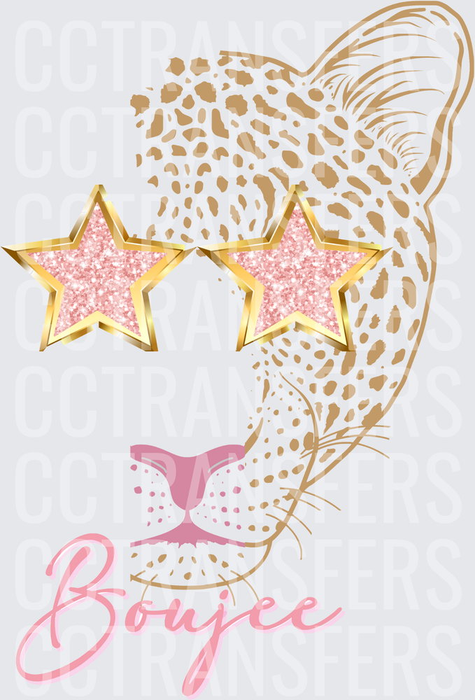 Boujee Leopard with Pink Glitter Star Sunglasses (DTF)