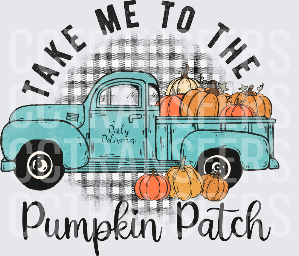 Take Me To The Pumpkin Patch Vintage Teal Truck (DTF)