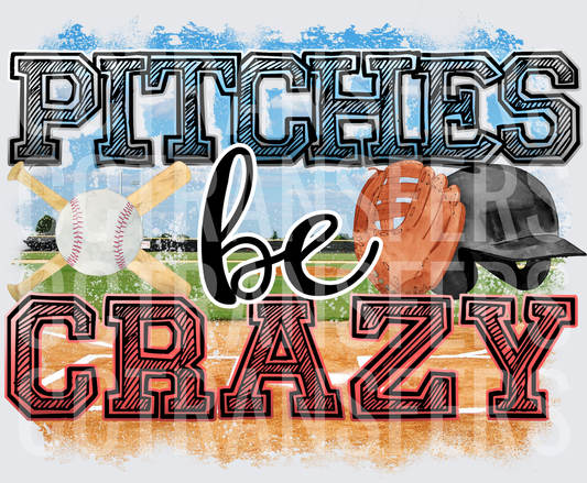 Pitches Be Crazy Baseball Field Glove Helmet Design (DTF)