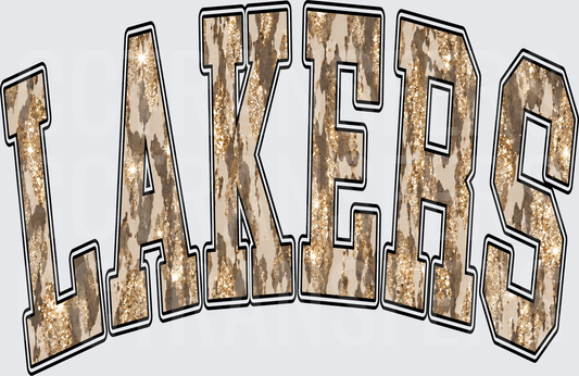 Arched Lakers Glitter Cowhide Bold Varsity Letters (DTF)