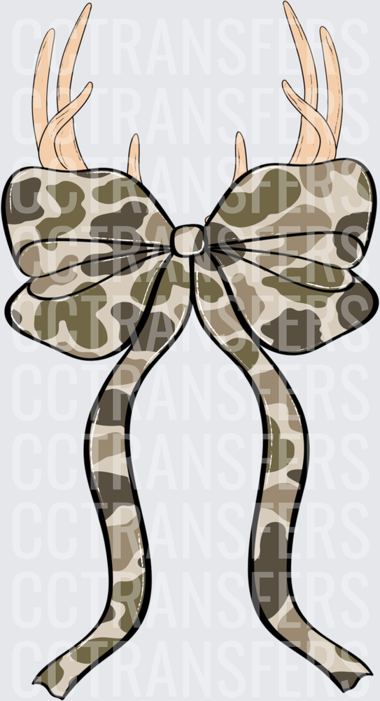 Camo Bow with Deer Antlers (DTF)