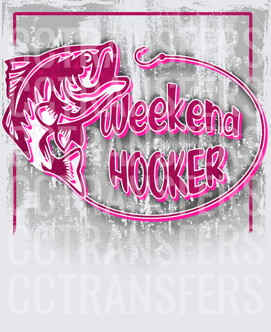 Weekend Hooker Bass Fish Grunge Oval Design (DTF)