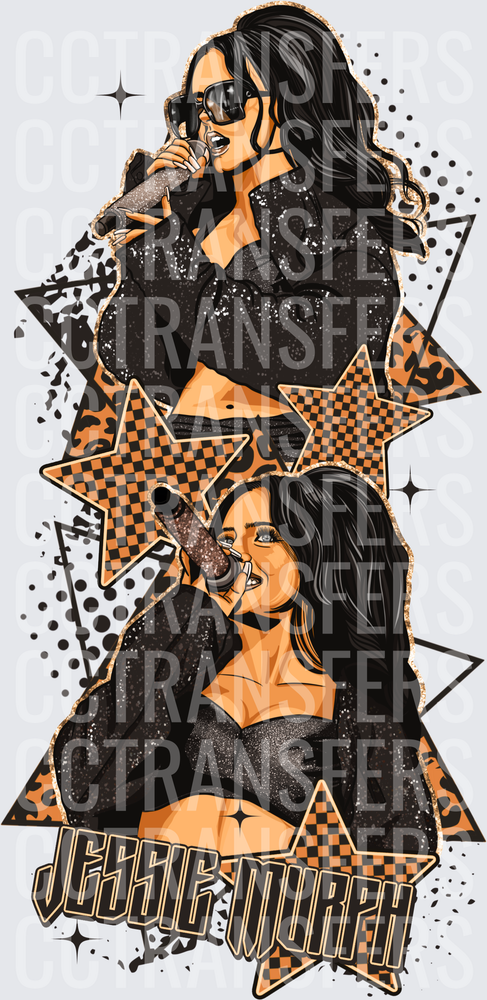 Jessie Murph Singer Star Leopard Checkered Graphic (DTF)