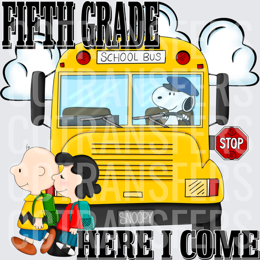 Fifth Grade Here I Come Peanuts School Bus (DTF)