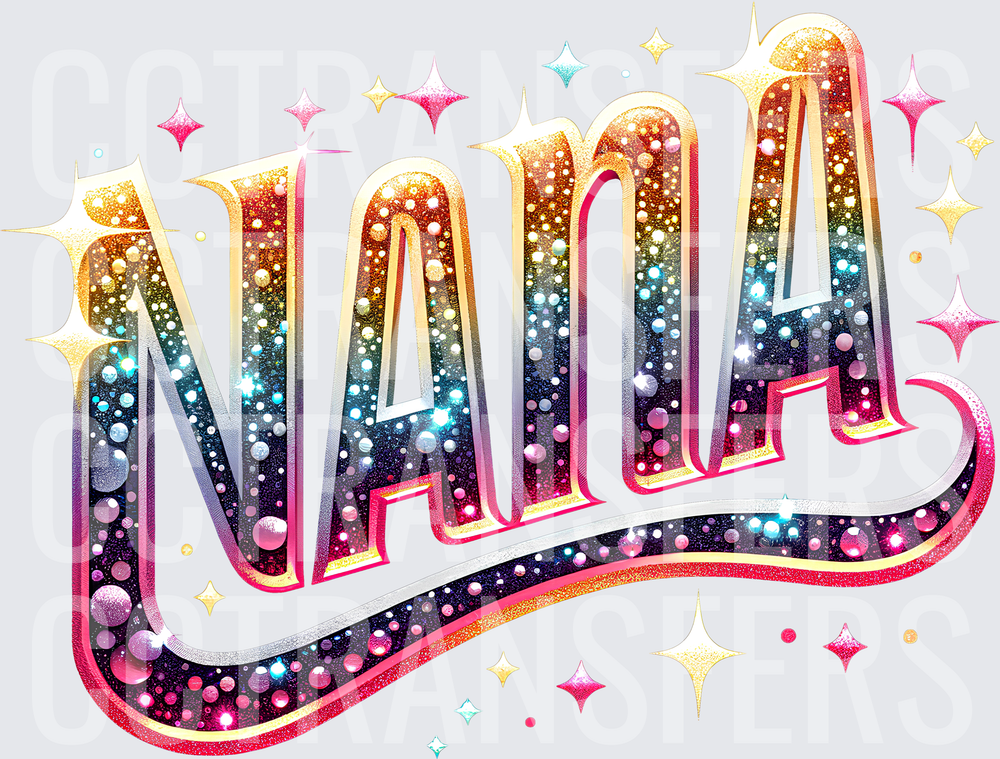 Nana Rainbow Glitter Sparkle Bold Typography (DTF)