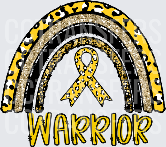 Gold Leopard Glitter Rainbow Warrior Awareness Ribbon (DTF)